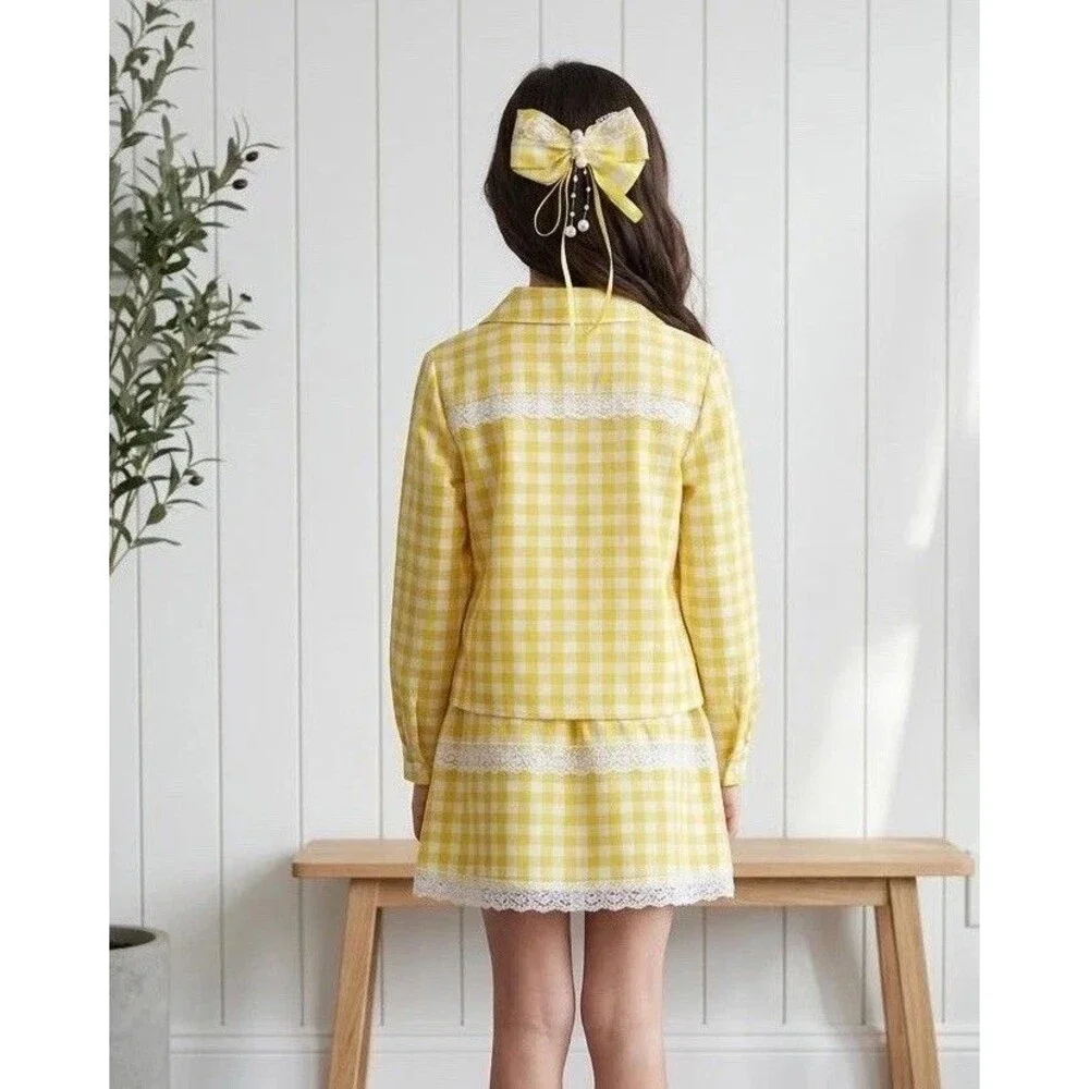 Hair Bow Clip Yellow Hairpin Wih Beads For Girls